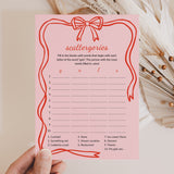 Pink Girls Night Scattergories Game Printable Wavy Border
