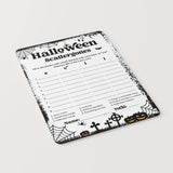 Halloween Categories Game Printable Black & White