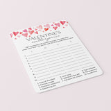 Valentine's Day Scattergories Office Game Printable