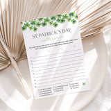 St Pattys Day Scattergories Printable