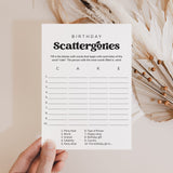 Birthday Party Scattergories Game Printable