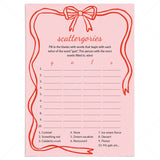 Pink Girls Night Scattergories Game Printable Wavy Border by LittleSizzle