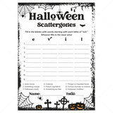Halloween Categories Game Printable Black & White by LittleSizzle