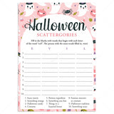 Pink Ghosts Halloween Party Game Scattergories Printable by LittleSizzle