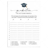 Graduation Day Game Printable Scattergories by LittleSizzle