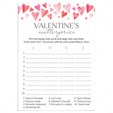 Valentine's Day Scattergories Office Game Printable by LittleSizzle