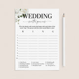 Wedding Scattergories Printable Game White Floral by LittleSizzle