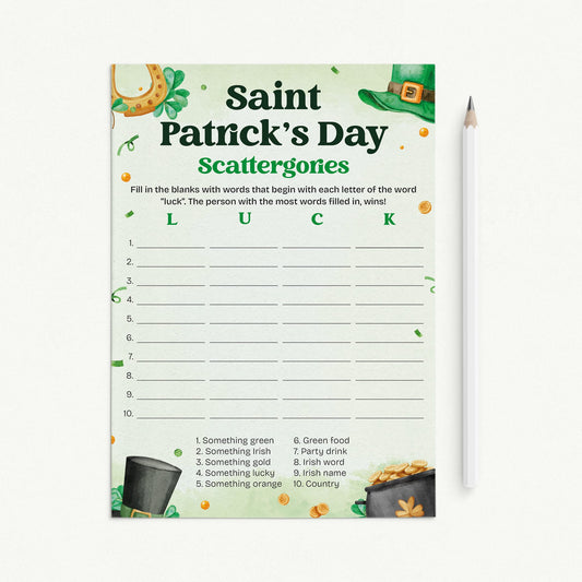 Saint Patrick's Day Game Scattergories Digital Download by LittleSizzle