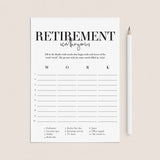 Retirement Scattergories Game Printable