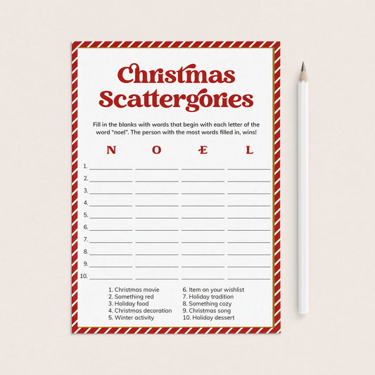 Christmas Scattergories Game Printable PDF by LittleSizzle