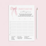 Pink Birthday Party Game Scattergories Digital Download by LittleSizzle