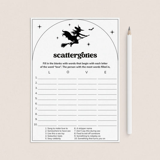 Dirty Scattergories Bach Party Game Witches Theme by LittleSizzle