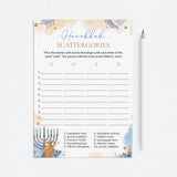 Hanukkah Scattergories Game Printable by LittleSizzle