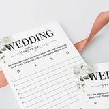 Wedding Scattergories Printable Game White Floral