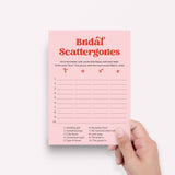 Bridal Shower Scattergories Categories Game Printable Pink and Red