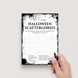 Scattergories Halloween Party Game Printable | Eerie Grunge