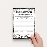 Halloween Categories Game Printable Black & White