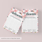 Pink Ghosts Halloween Party Game Scattergories Printable