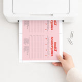 Bridal Shower Scattergories Categories Game Printable Pink and Red