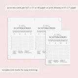 Birthday Scattergories Categories Printable Game for Her