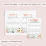Spring Scattergories Game Printable
