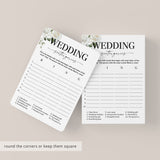 Wedding Scattergories Printable Game White Floral