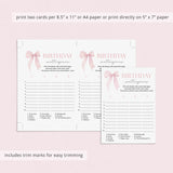 Pink Birthday Party Game Scattergories Digital Download