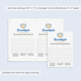 Printable Chanukah Scattergories Game Instant Download