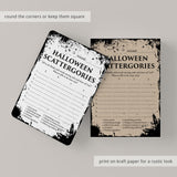 Scattergories Halloween Party Game Printable | Eerie Grunge