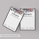 Halloween Bachelorette Party Game Scattergories Printable