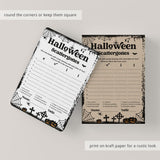 Halloween Categories Game Printable Black & White