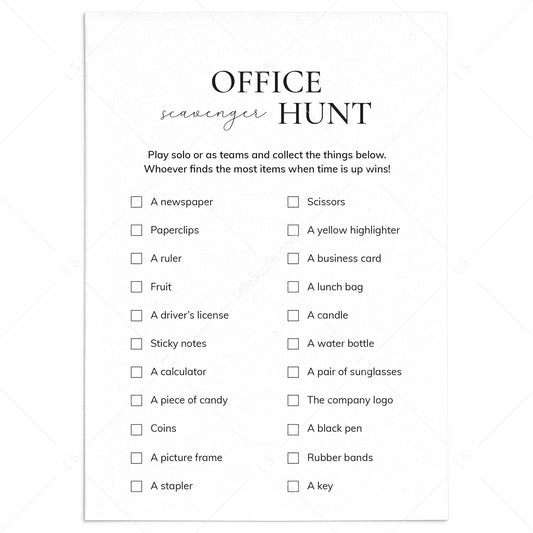 Fun Office Scavenger Hunt List Printable by LittleSizzle