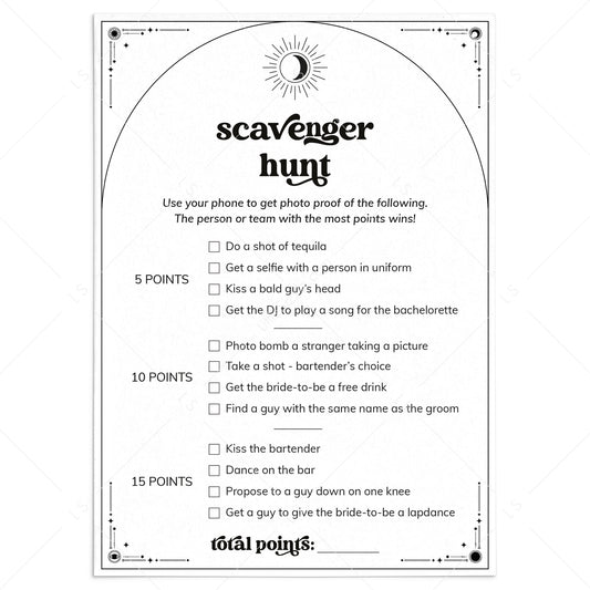 Hens Night Scavenger Hunt Game Printable Boho Celestial by LittleSizzle