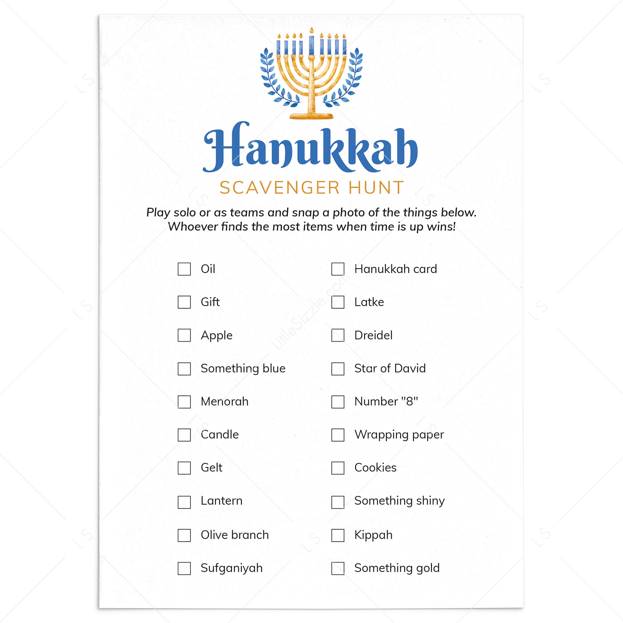 Chanukah Scavenger Hunt Printable by LittleSizzle