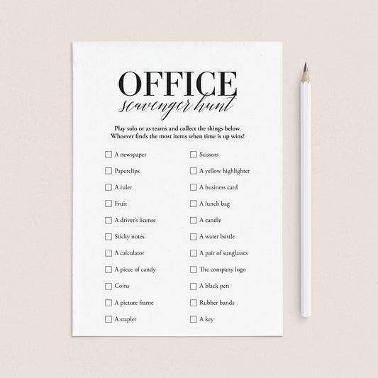Office Scavenger Hunt Cards Printable by LittleSizzle