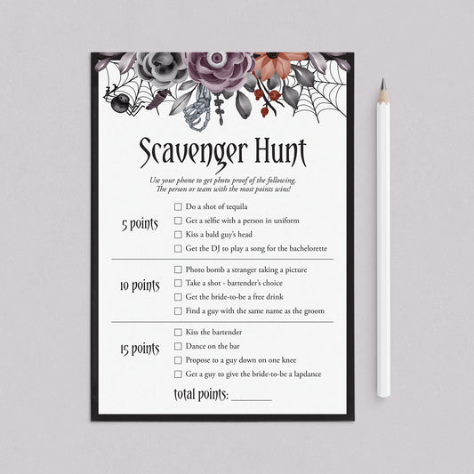 Halloween Bachelorette Party Activity Scavenger Hunt Printable by LittleSizzle