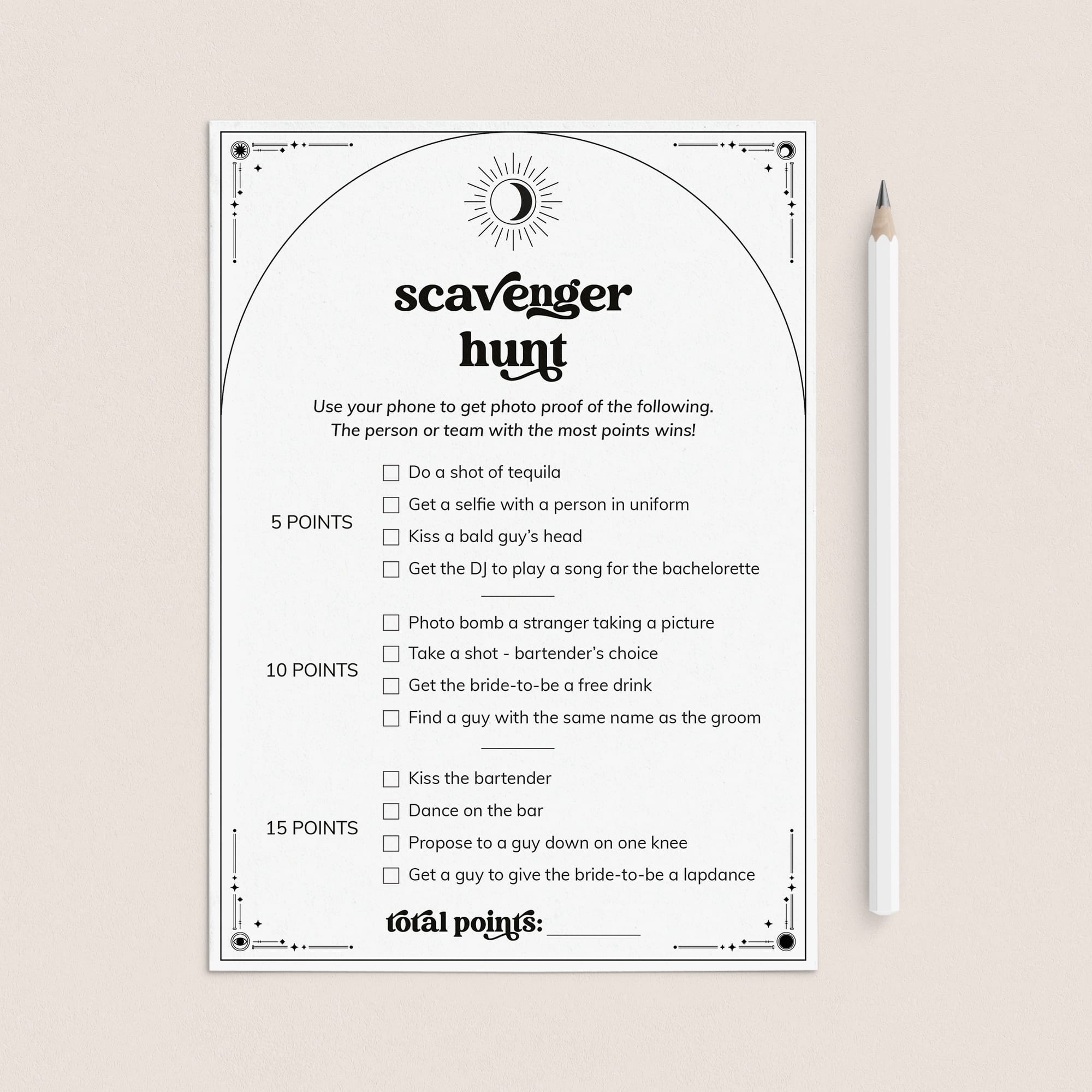 Hens Night Scavenger Hunt Game Printable Boho Celestial by LittleSizzle