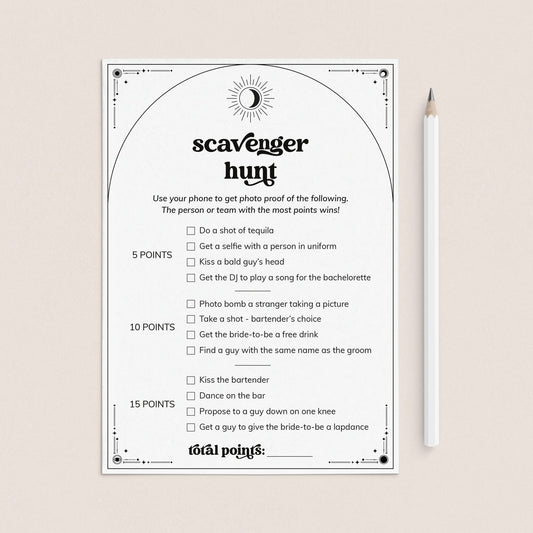 Hens Night Scavenger Hunt Game Printable Boho Celestial by LittleSizzle