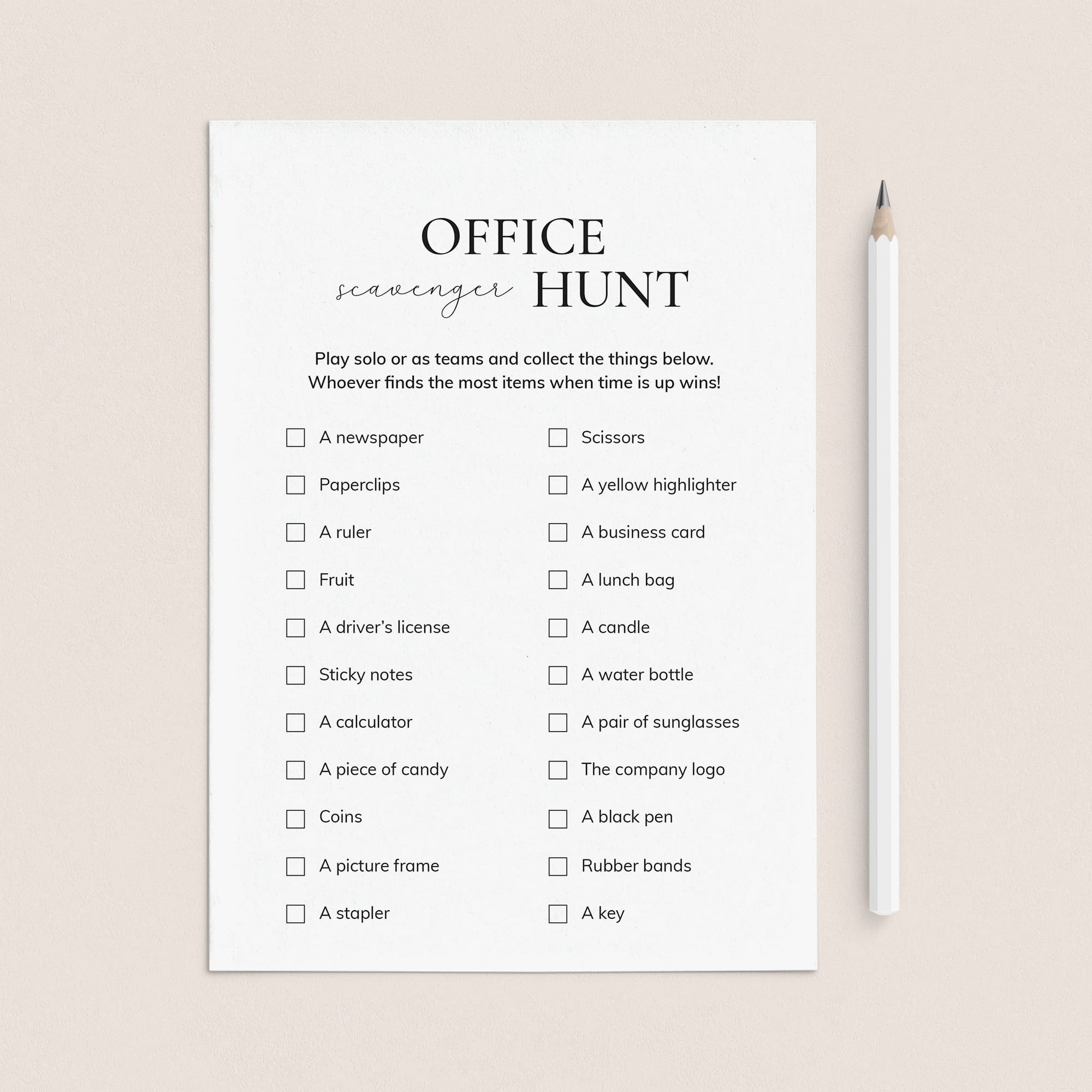 Fun Office Scavenger Hunt List Printable by LittleSizzle