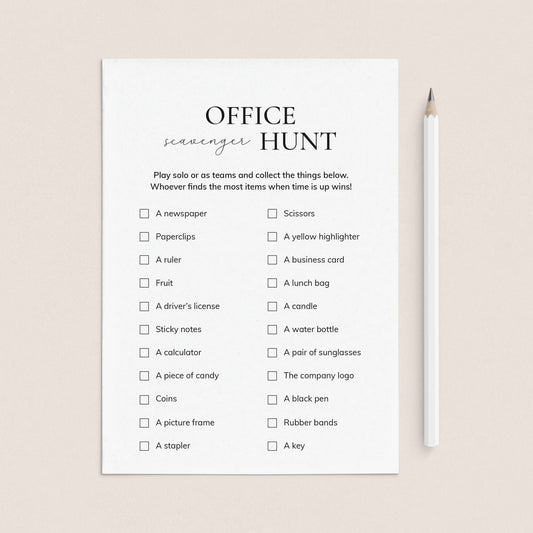 Fun Office Scavenger Hunt List Printable by LittleSizzle