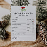 Printable Secret Santa Form Download