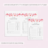 Simple Secret Valentine Form Printable