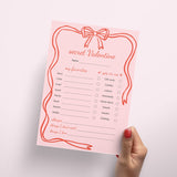 Printable Secret Valentines Questions Secret Galentine