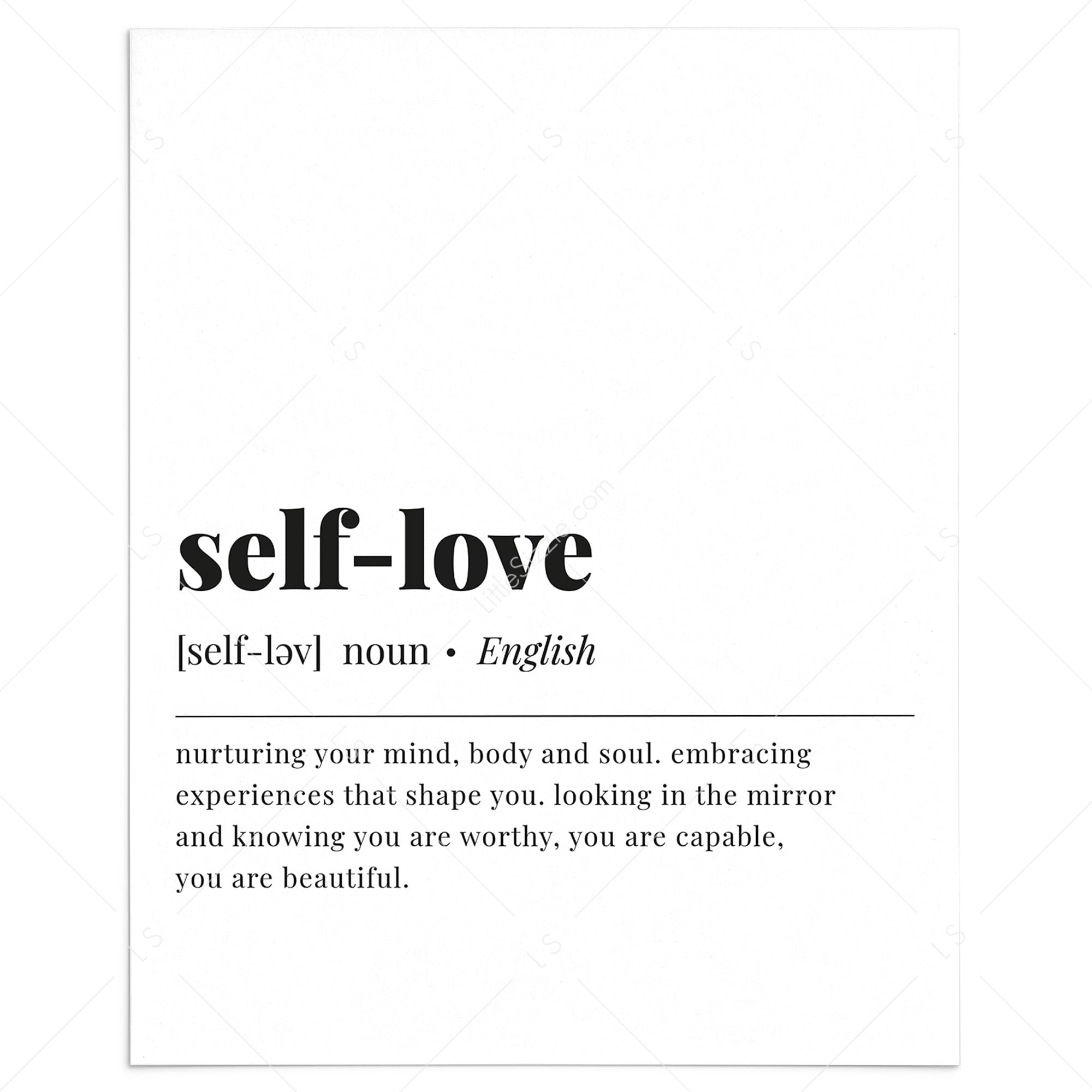 Self-Love Definition Print Instant Download by LittleSizzle