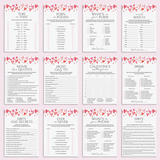 Pink Hearts Galentines Games Printable by LittleSizzle