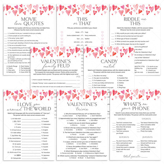 Pink Heart Valentines Day Games Printable by LittleSizzle