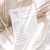 Sweet 16 Sixteen Questions Who Knows The Birthday Girl Best Printable
