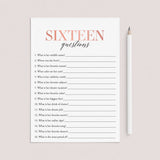 Pink Sweet 16 Games Printable