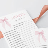 Sweet 16 Sixteen Questions Who Knows The Birthday Girl Best Printable