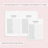 16th Birthday How Well Do You Know The Birthday Girl Game Printable